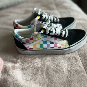 Vans, checkered multi-colored, size 8.5 women’s